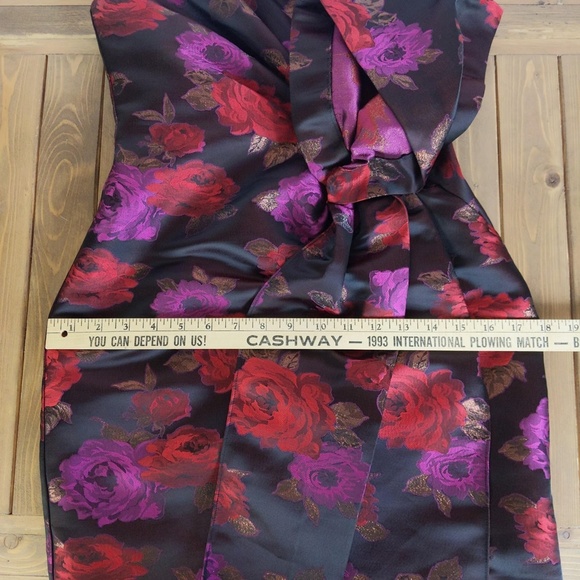 Marciano Night Rose Jacquard Strapless Big Bow Asymmetrical Mini Dress - Picture 10 of 14